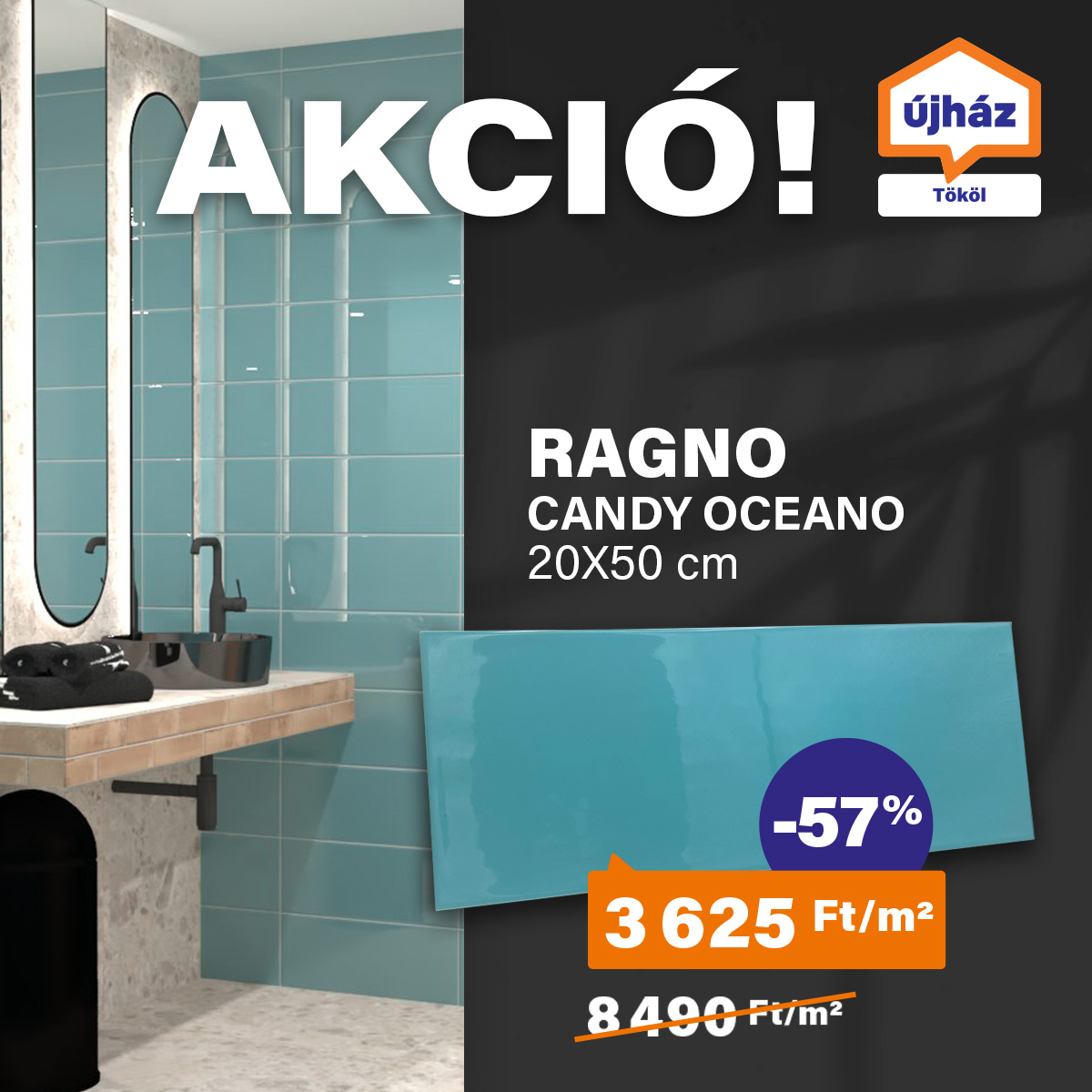 Csak a készlet erejéig: Ragno Candy oceano 20x50 cm!