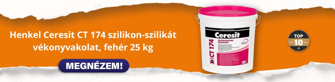 Henkel Ceresit CT 174 Szilikon-szilikát vékonyvakolat,kapart 1,5 mm fehér 25 kg